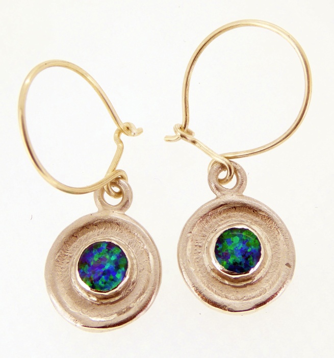 New 6mm cabochon opal triplet earrings.